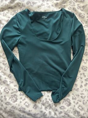 Women's Teal Scoop Neck Long Sleeve Top